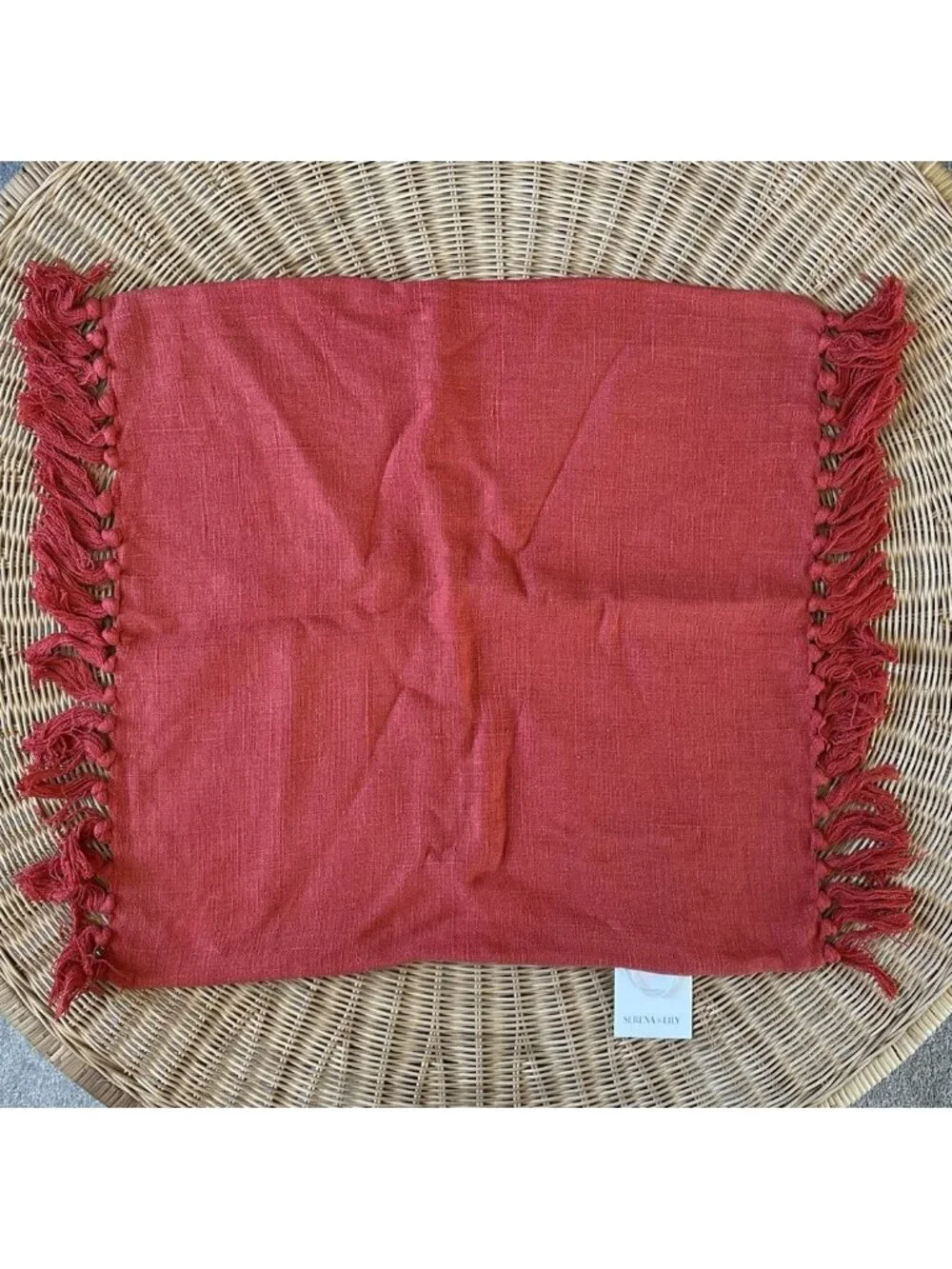 NEW Serena & Lily Mendocino Linen Pillow Cover (24” SQ)-Lobster Red